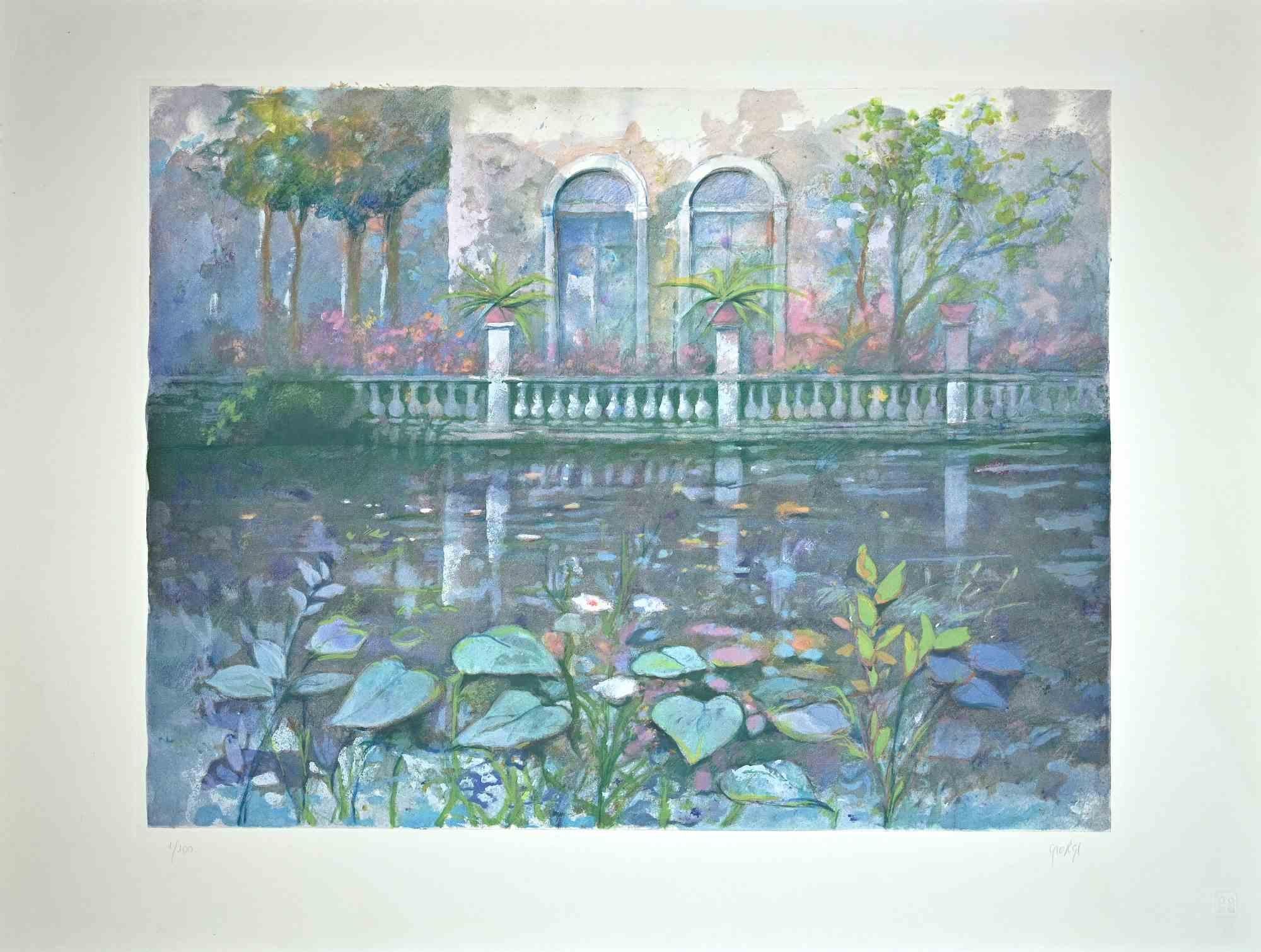 Villa on the lake is an original aquatint and etching print artwork realized by Italian artist Giuseppe Giorgi.

Hand-signed on the lower right in pencil. Numbered on the lower left, the edition of 100 prints.

Titled "Villa sul Lago"

Very good
