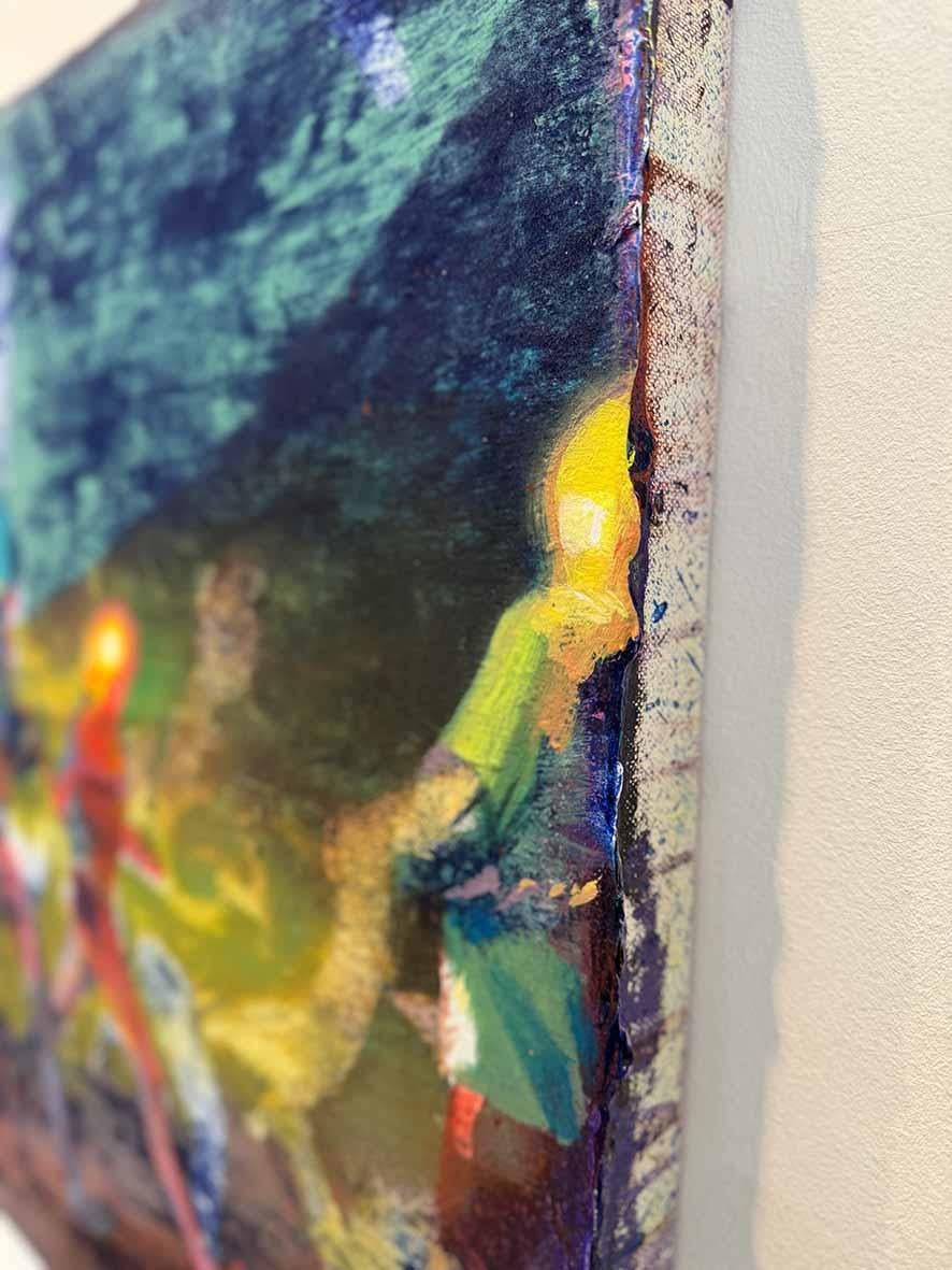Cosmic Laps zwischen blassblauen Punkten I (Grau), Abstract Painting, von Giuseppe Gonella