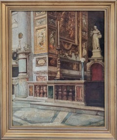 Church Interior Santa Maria del Popolo Rome GUIDI Italian realist painting 19th