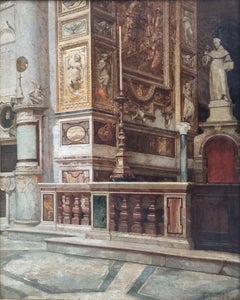 Church Interior Santa Maria del Popolo Rome GUIDI Italian realist painting 19th