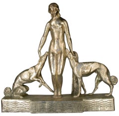 Diana and the Hounds, a bronze sculpture by Giuseppe Joseph D’Aste (1881–1945)