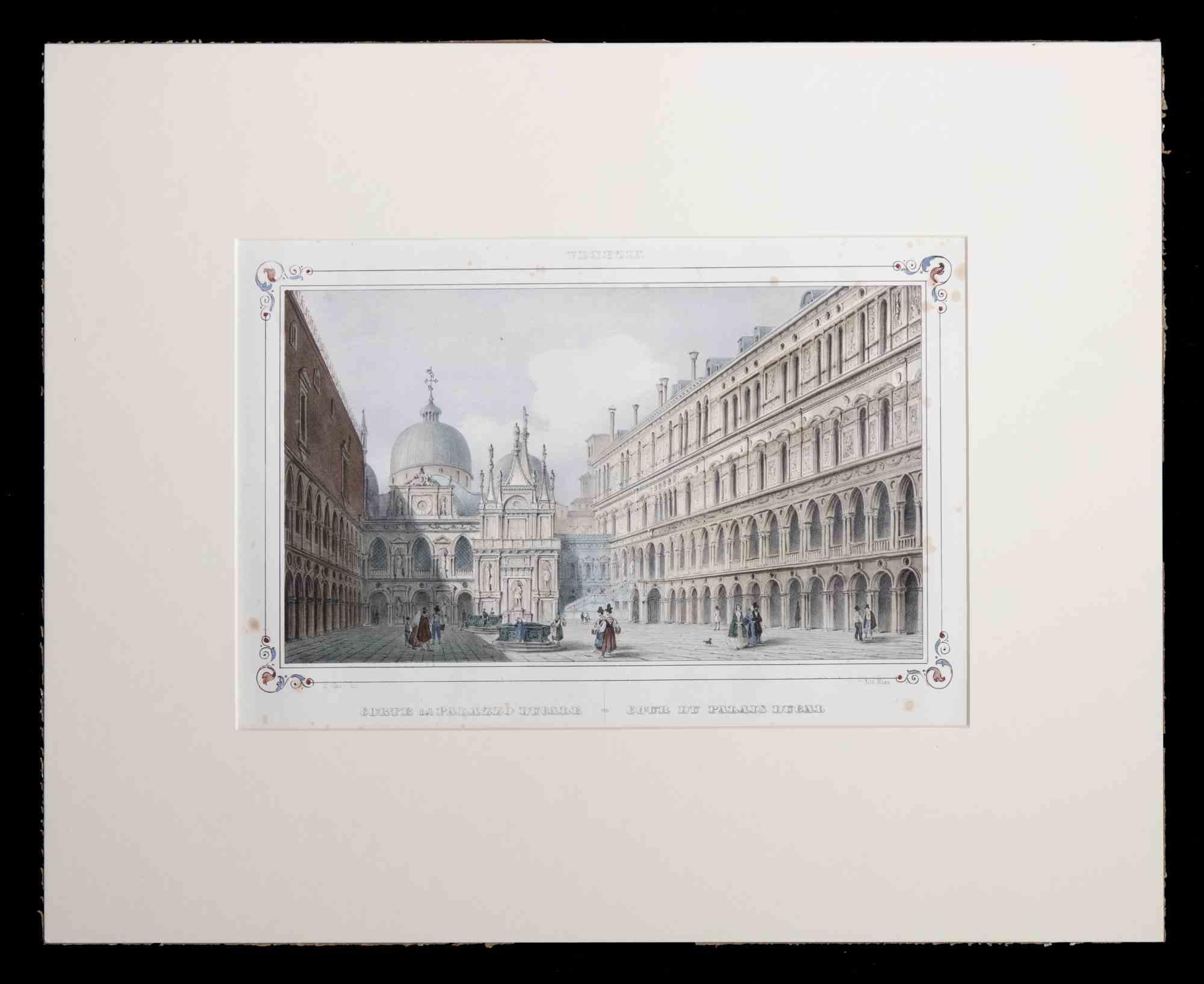Doge's Palace in Venice - Lithograph by Giuseppe Kier - 19th Century For Sale 1