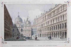 Antique Doge's Palace in Venice - Lithograph by Giuseppe Kier - 19th Century