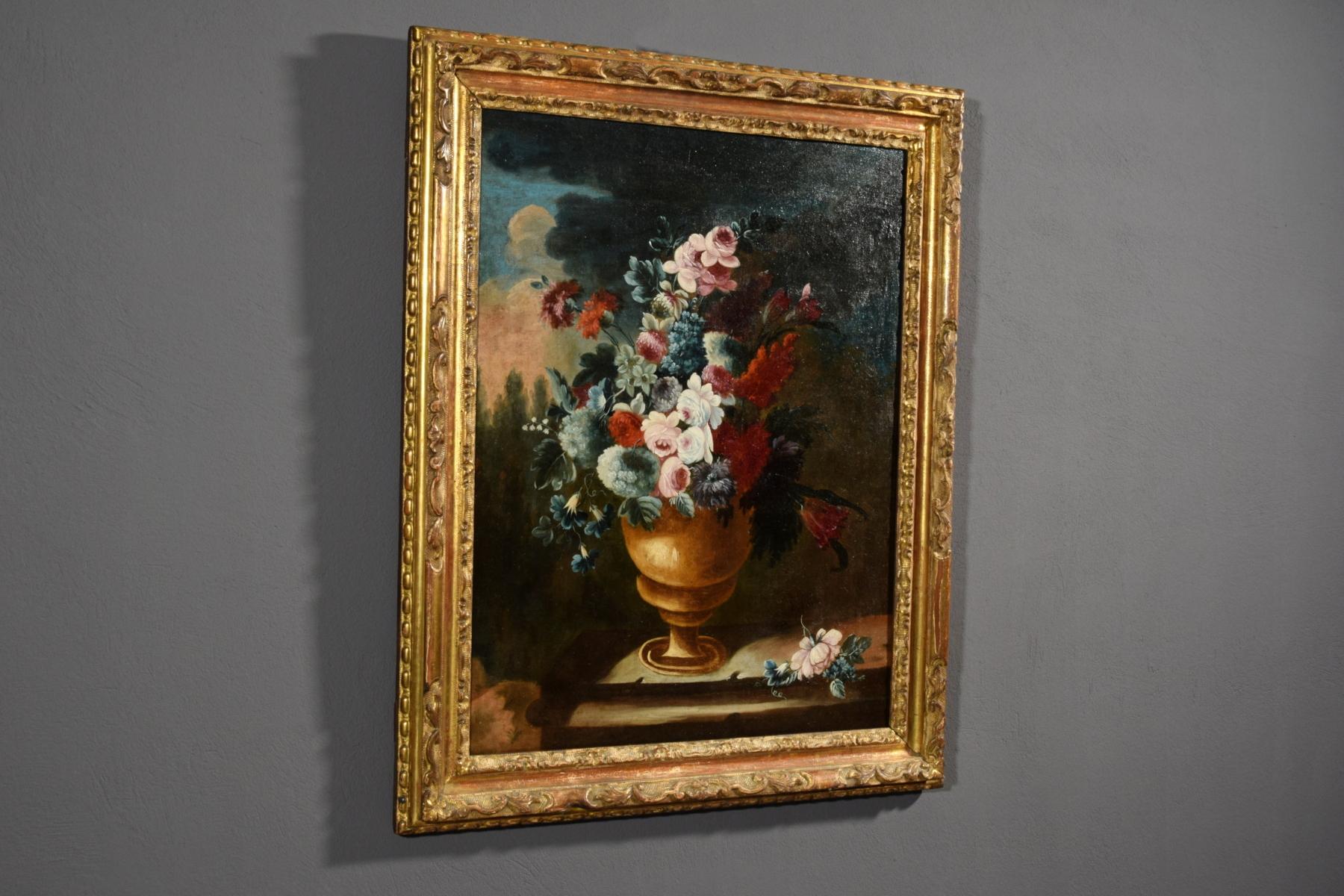 Giuseppe Lavagna, Italian Oil on Canvas Still Life with Vase and Flower 5
