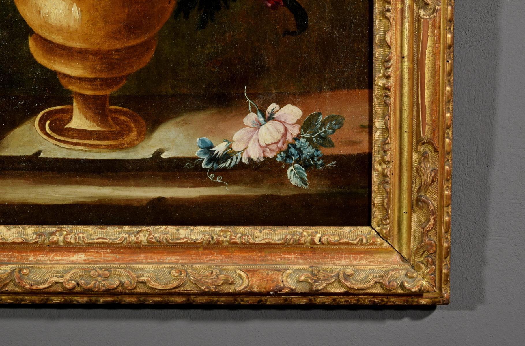Giuseppe Lavagna, Italian Oil on Canvas Still Life with Vase and Flower 3