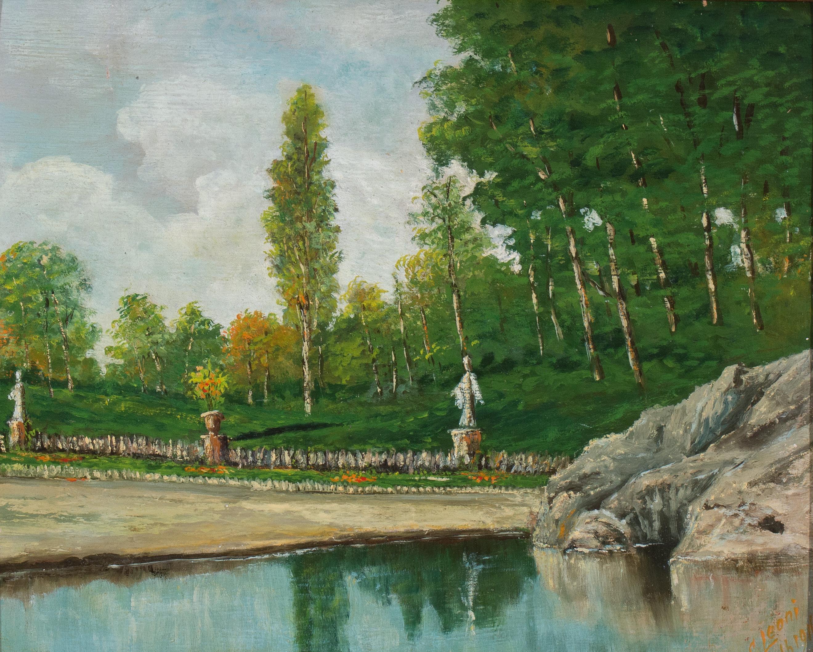 Vue de jardin italienne par Giuseppe Leoni, 1916 en vente 1