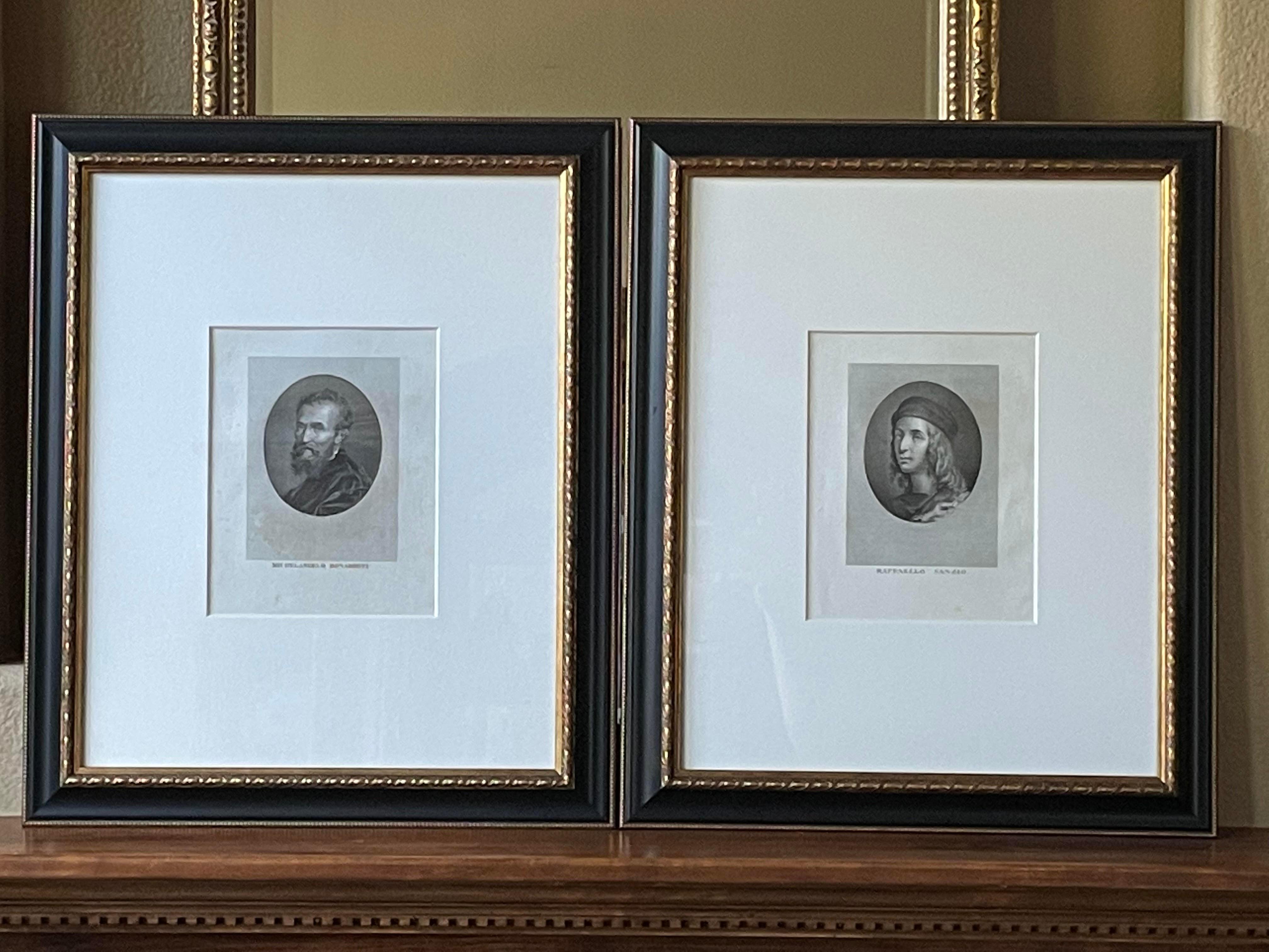 Pair of Early 19th Century Engravings of Raffael & Michelangelo