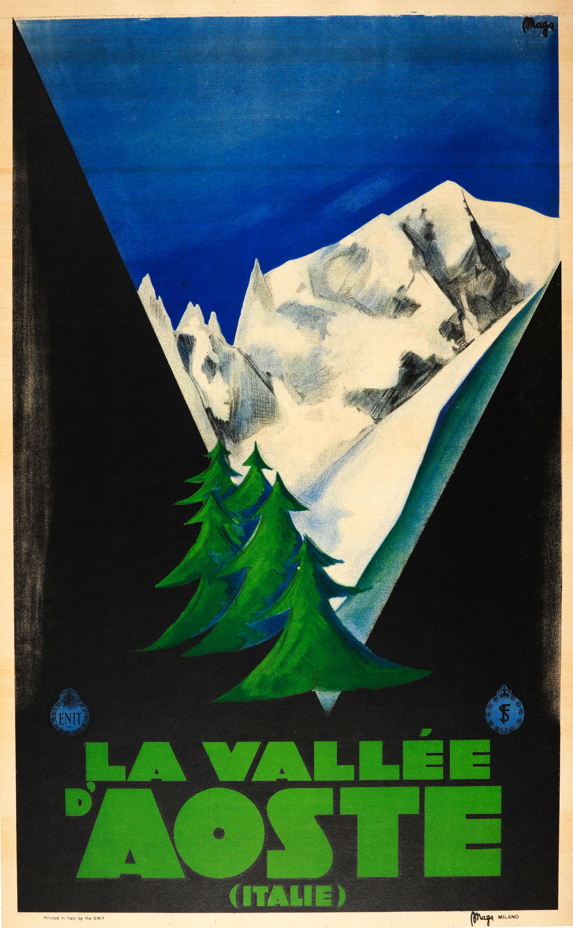 Giuseppe Magagnoli Print - Original Vintage ENIT Travel Poster For The Aosta Valley Italy La Vallee d'Aoste