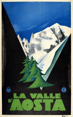 Original Vintage Travel Advertising Poster Aosta Valley Italy La Vallee d'Aoste