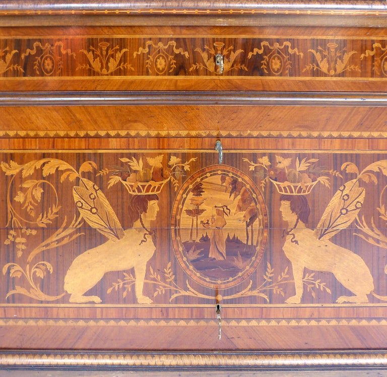 Giuseppe Maggiolini Neoclassical Marquetry Chest of Drawers, Italy, circa 1960 For Sale 2