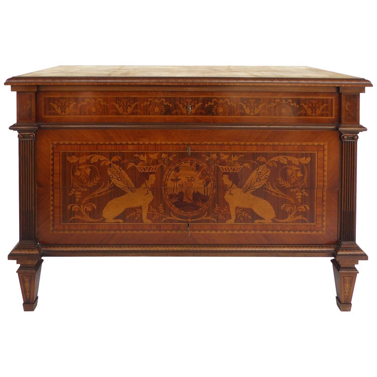 Giuseppe Maggiolini Neoclassical Marquetry Chest of Drawers, Italy, circa 1960 For Sale