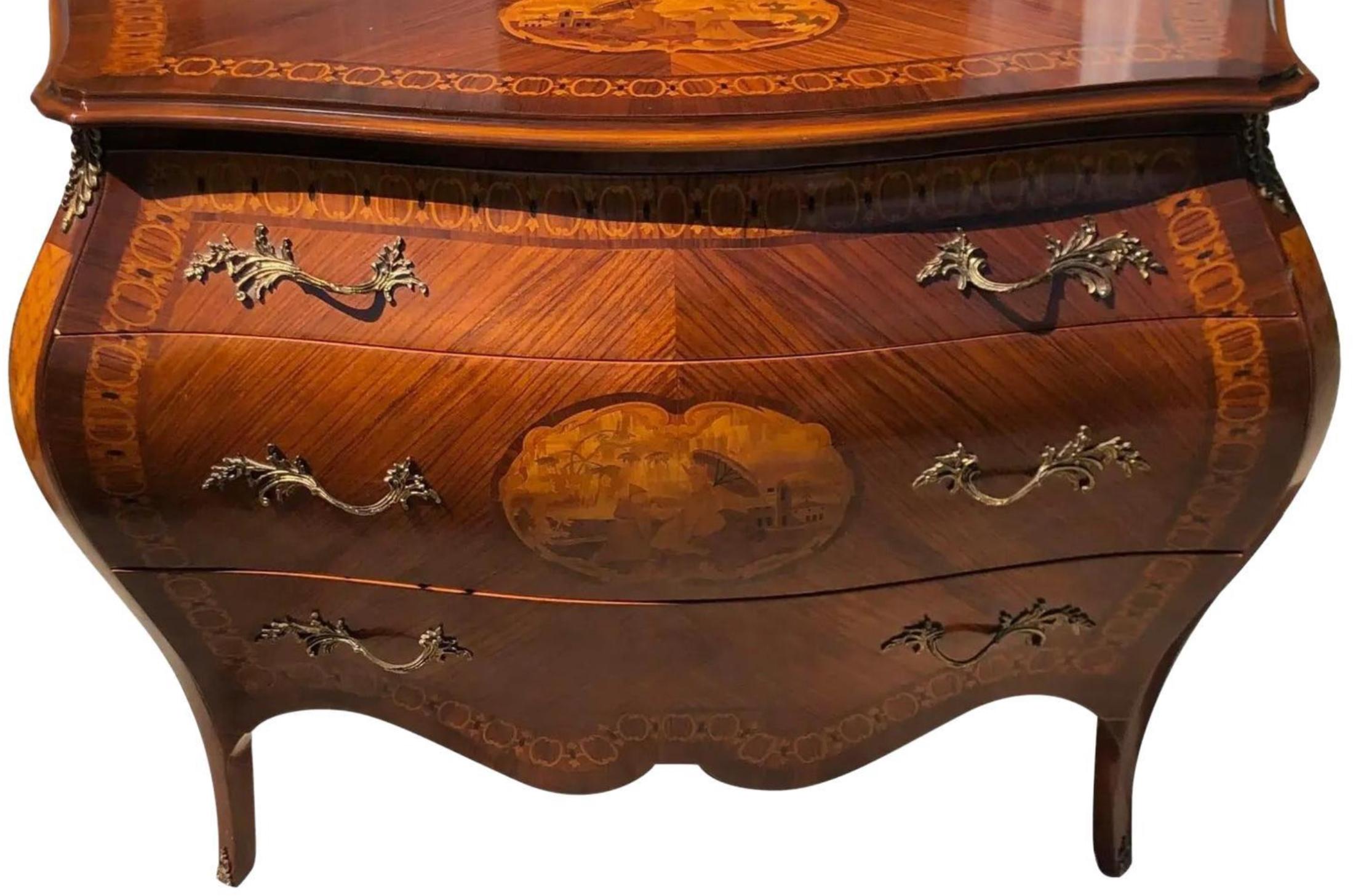 American Giuseppe Maggiolini Style Inlaid Mahogany Bombay Commode by Charles & Charles For Sale
