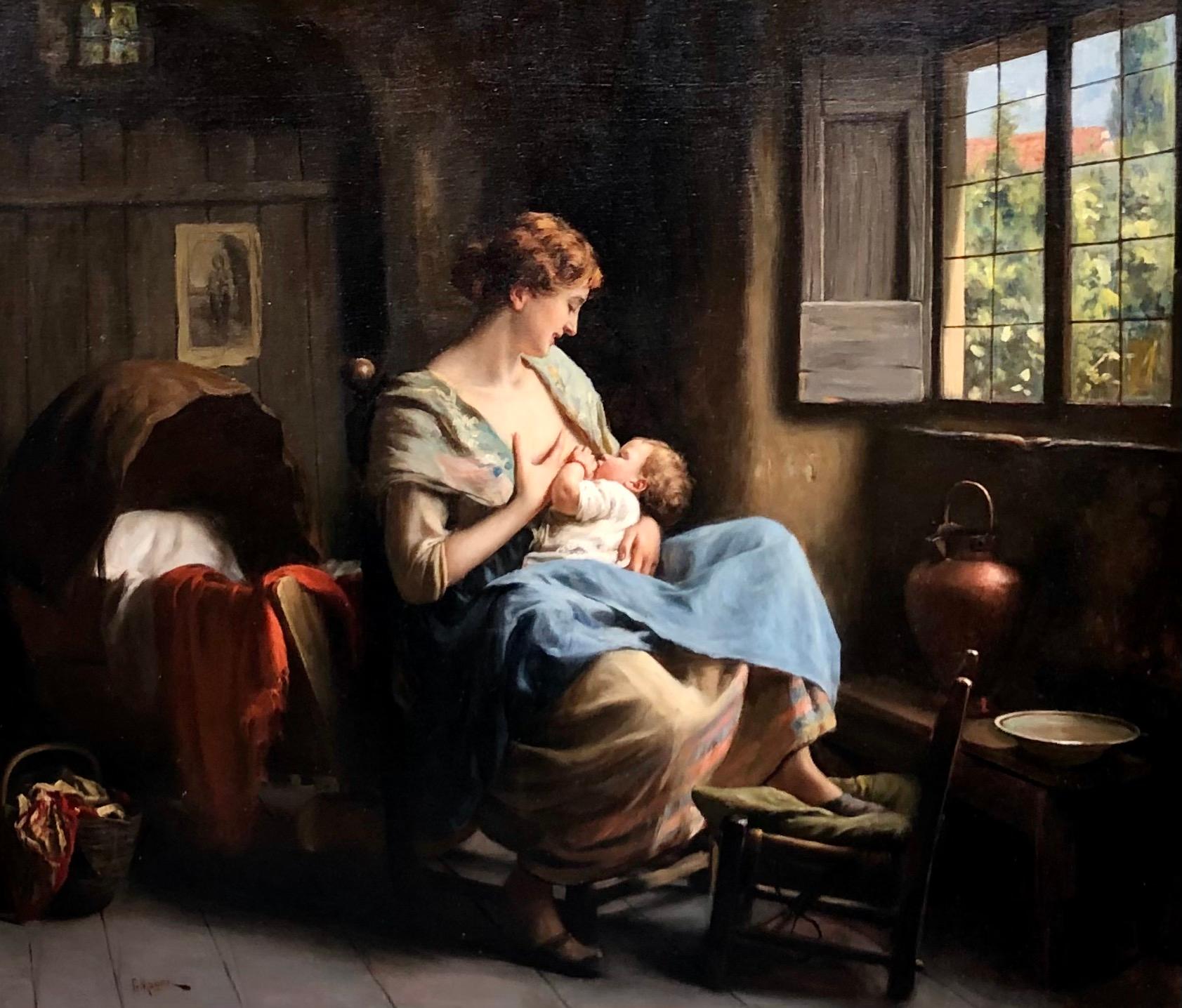 The Nurturing Mother - Painting by Giuseppe Magni