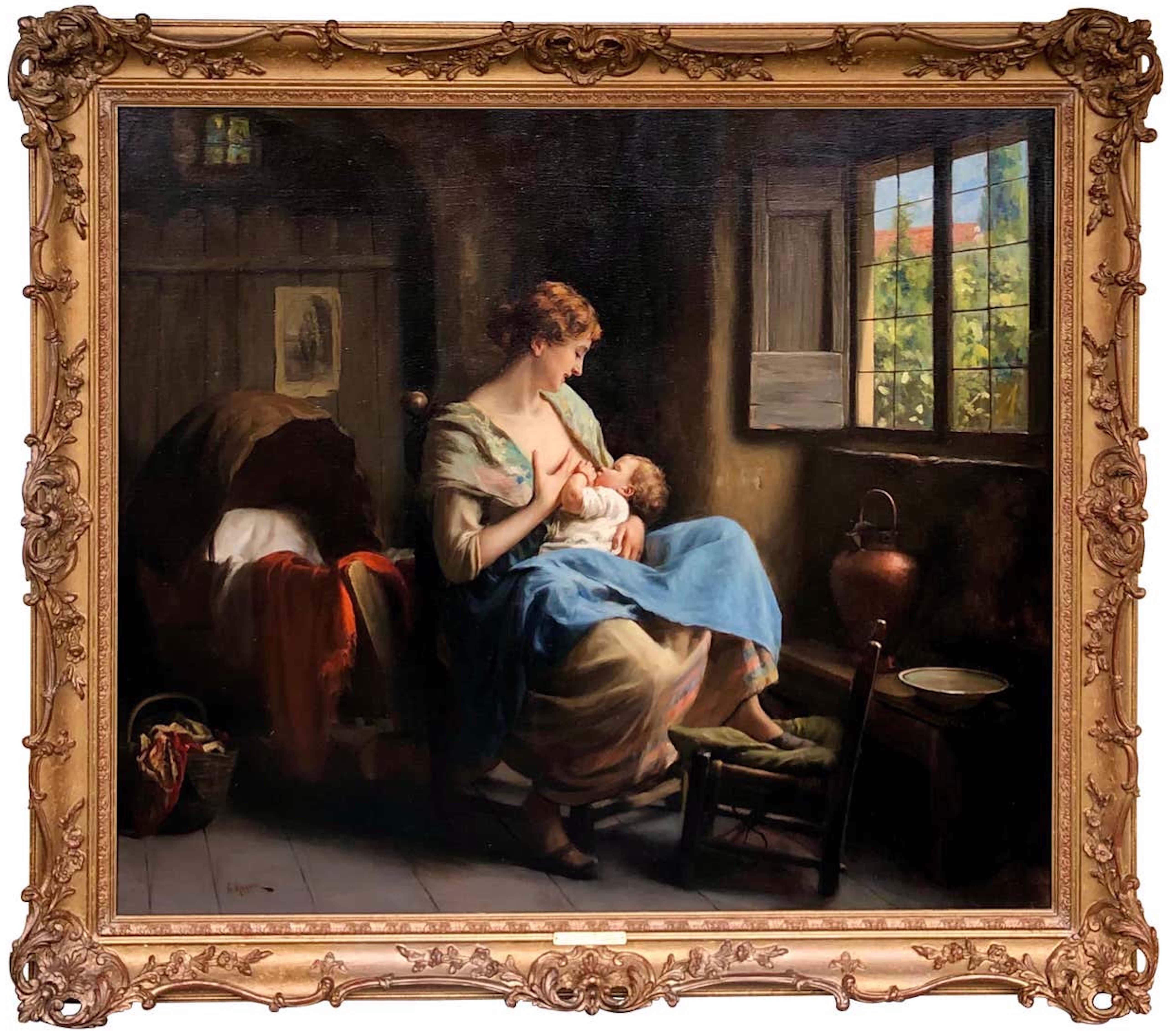 Giuseppe Magni Figurative Painting - The Nurturing Mother