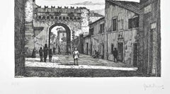 Borgo Pio - Rome -  Etching by Giuseppe Malandrino - 1970