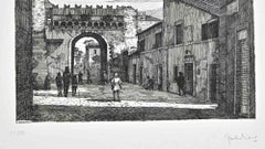 Borgo Pio - Rome -  Etching by Giuseppe Malandrino - 1970