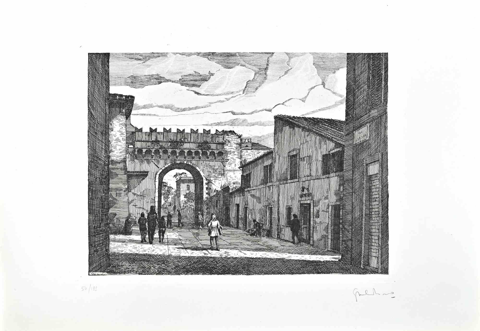 Borgo Pio - Rome is an original artwork realized by Giuseppe Malandrino.

Original print in etching technique.

Hand-signed by the artist in pencil on the lower right corner.

Numbered n. 50/199 edition on the lower left corner.

Good conditions.