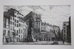 Campo de'Fiori - Etching by Giuseppe Malandrino - 1970s