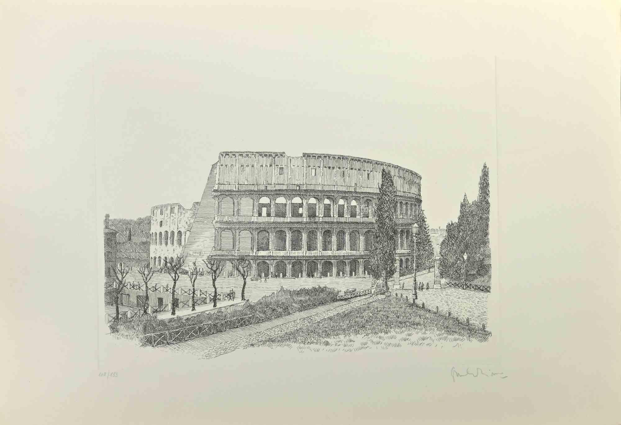 Colosseum ist ein Kunstwerk von Giuseppe Malandrino.

Originaldruck in Ätztechnik.

Vom Künstler in der rechten unteren Ecke mit Bleistift handsigniert.

Nummerierte Auflage von 199 Exemplaren.

Guter Zustand. 

Dieses Kunstwerk stellt die