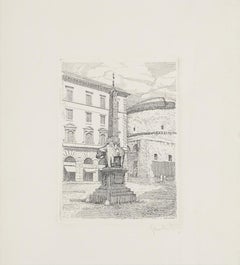 Minerva Square - Original Etching by Giuseppe Malandrino - 1970s