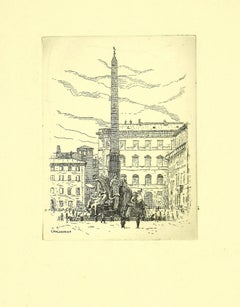 Navona Square - Original Etching - 1970s
