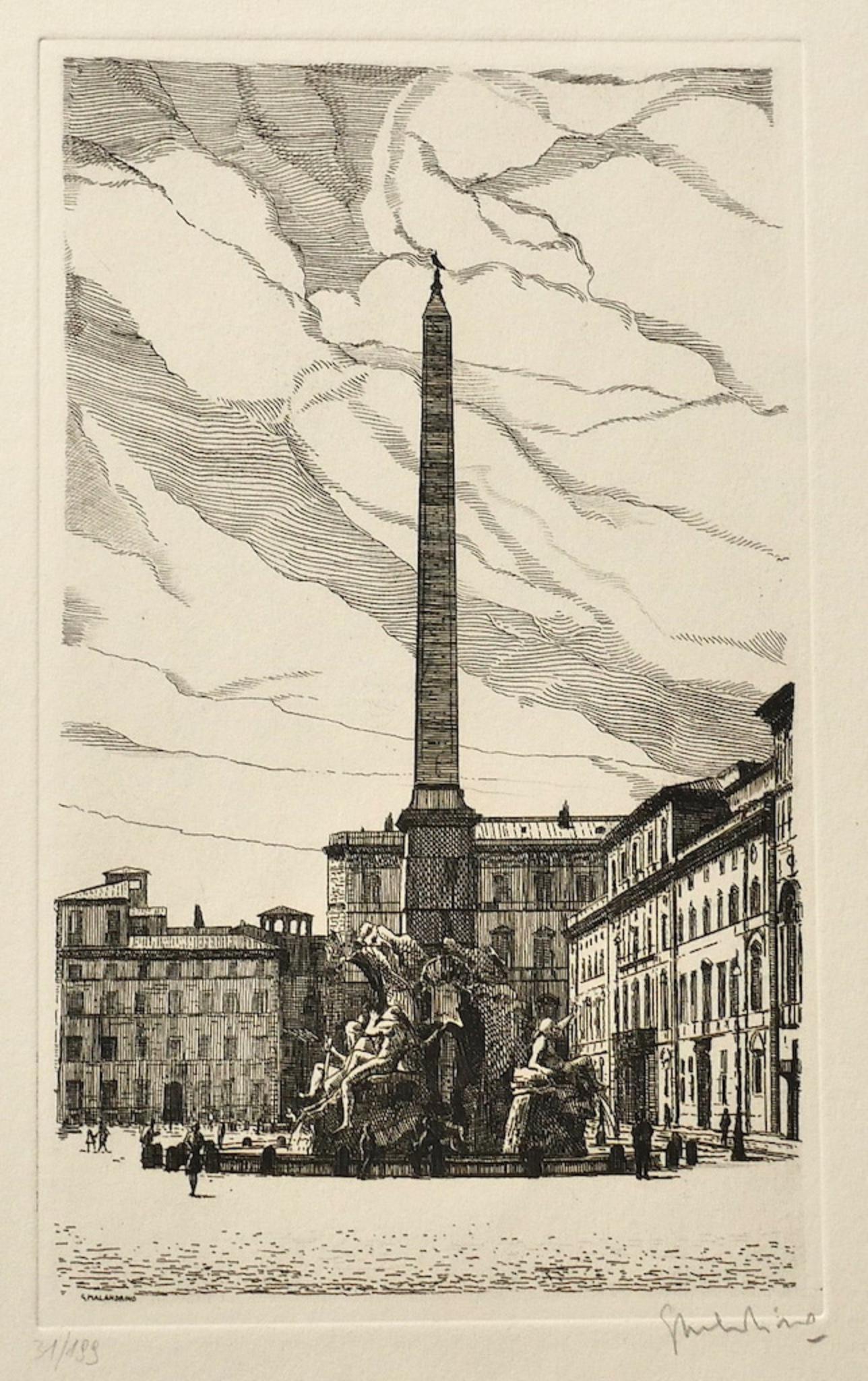 Navona Square - Rome is an original artwork realized by Giuseppe Malandrino.

Original print in etching technique.

Hand-signed by the artist in pencil on the lower right corner. Numbered on the lower-left corner. Edition 31/199.

Good conditions.