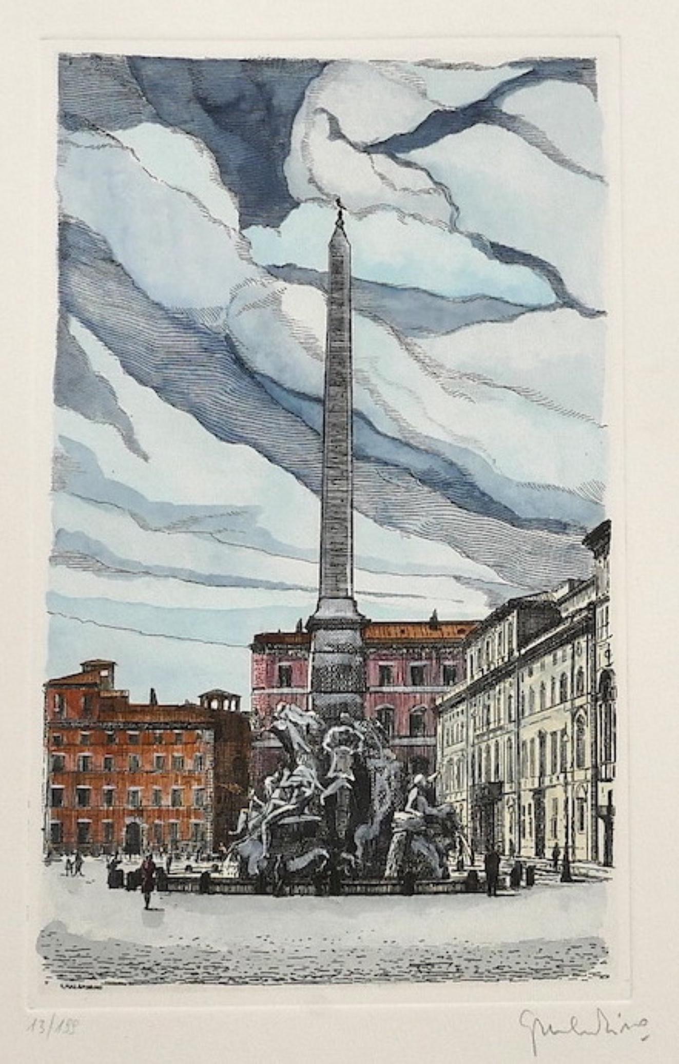 Navona Square - Rome is an original artwork realized by Giuseppe Malandrino.

Original print in etching technique.

Hand-signed by the artist in pencil on the lower right corner. Numbered on the lower-left corner. Edition 13/199.

Image Dimensions: