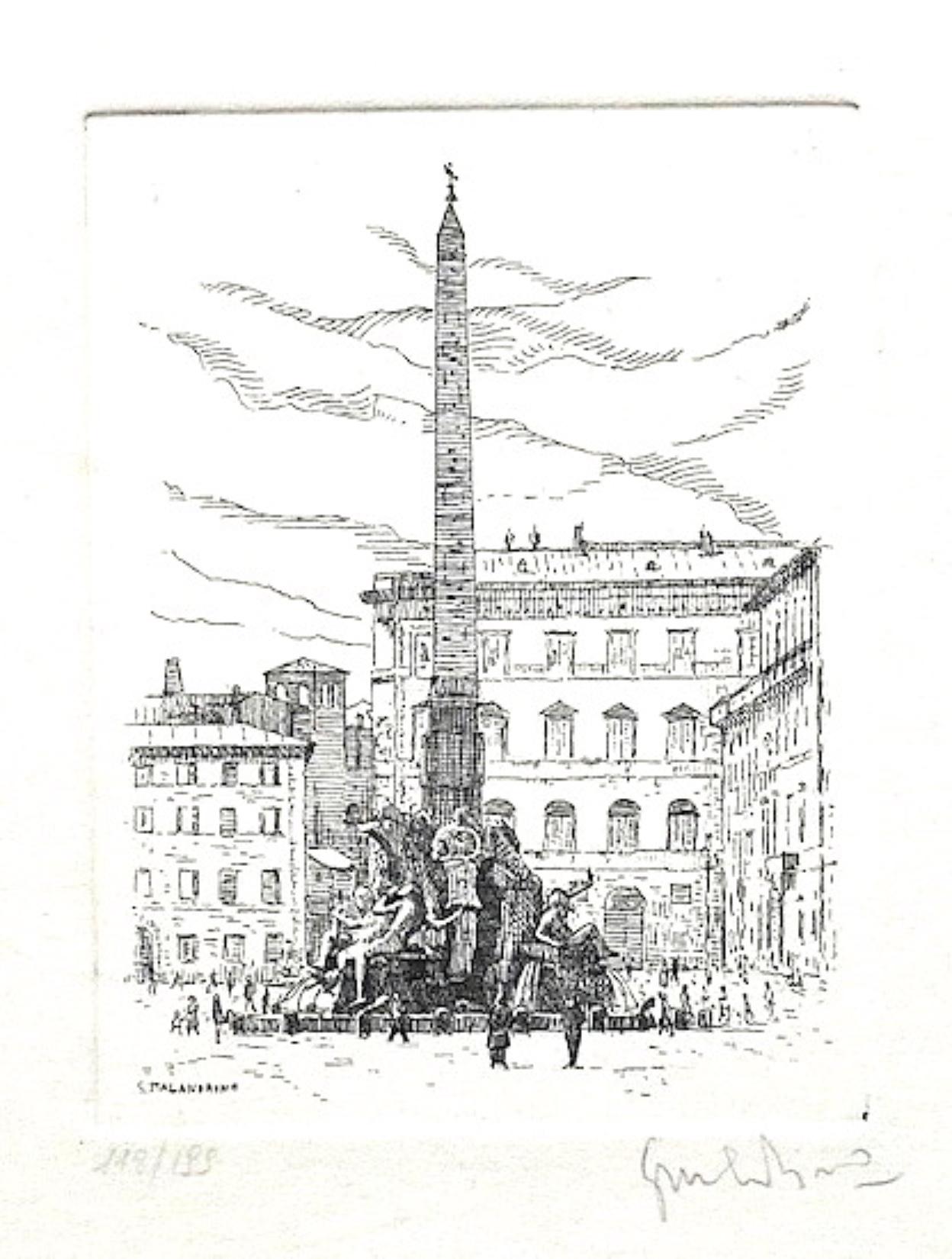 Navona Square - Rome is an original artwork realized by Giuseppe Malandrino.

Original print in etching technique.

Hand-signed by the artist in pencil on the lower right corner. Numbered on the lower-left corner. Edition 148/199.

Image Dimensions: