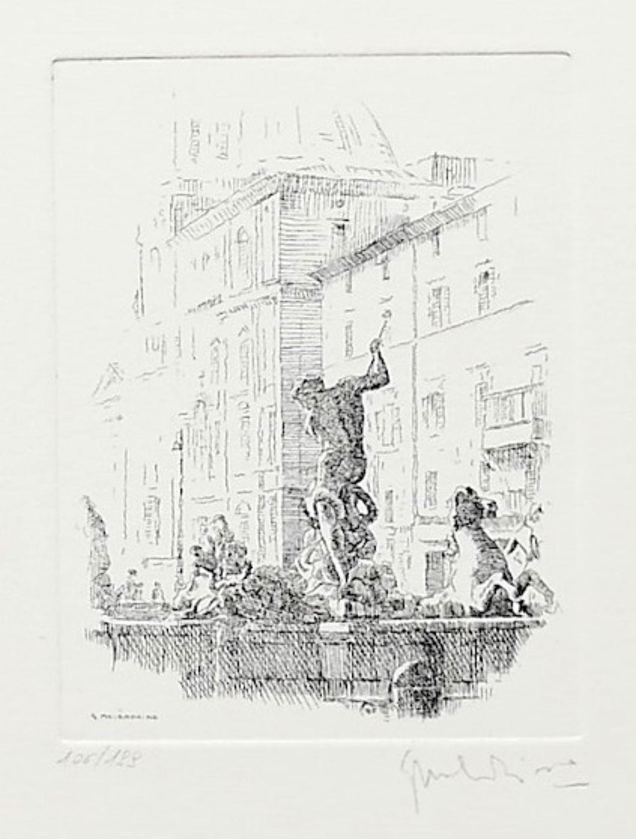 Navona Square - Rom ist ein Originalkunstwerk von Giuseppe Malandrino.

Originaldruck in Ätztechnik.

Vom Künstler in der rechten unteren Ecke mit Bleistift handsigniert. In der linken unteren Ecke nummeriert. Ausgabe 148/199.

Bildabmessungen: 11,5