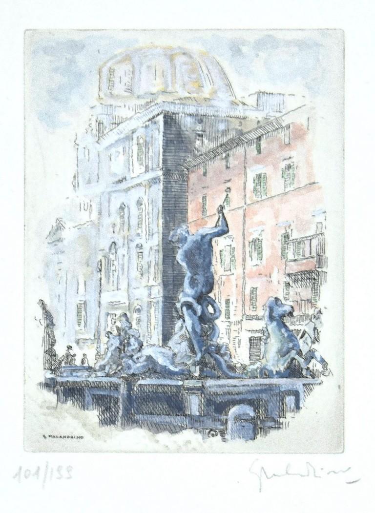 Navona Square - Rom ist ein Originalkunstwerk von Giuseppe Malandrino.

Originaldruck in Ätztechnik.

Vom Künstler in der rechten unteren Ecke mit Bleistift handsigniert. Nummeriert, Bearbeitung 101/199.

Gute Bedingungen. 

Dieses Kunstwerk stellt