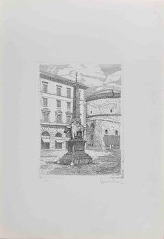 Piazza della Minerva - Rom - Radierung von Giuseppe Malandrino - 1970