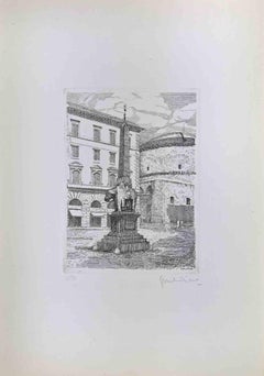 Piazza della Minerva - Rome - Etching by Giuseppe Malandrino - 1970