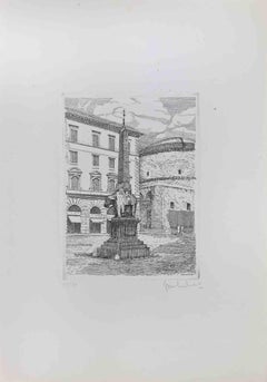 Piazza della Minerva - Rom - Radierung von Giuseppe Malandrino - 1970
