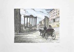 Roman Forum - Etching by Giuseppe Malandrino - 1970s