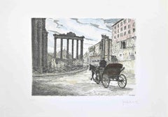 Roman Forum - Etching by Giuseppe Malandrino - 1970s