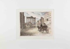 Roman Forum -  Etching by Giuseppe Malandrino - 1970s