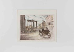 Roman Forum -  Etching by Giuseppe Malandrino - 1970s