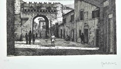 Römische Ansicht – Radierung von Giuseppe Malandrino – 1970er Jahre