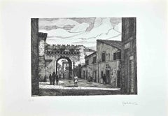 Roman View - Etching by Giuseppe Malandrino - 1970s