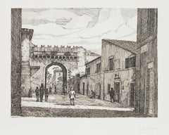 Rome-Porta Settimiana - Original Etching by Giuseppe Malandrino - 1970s