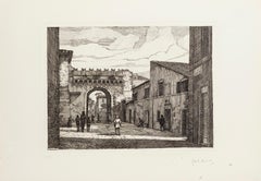 Roma - Porta Settimiana - Grabado original de Giuseppe Malandrino - Años 70