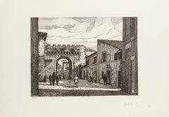 Rom - Porta Settimiana - Original-Radierung von Giuseppe Malandrino - 1970er Jahre