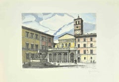 Gravure de Giuseppe Malandrino - Santa Maria Maggiore di Trastevere - 1970