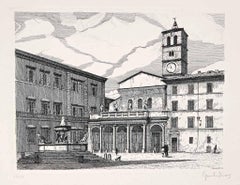Iglesia de Santa María en Trastevere - Grabado de Giuseppe Malandrino - Años 70