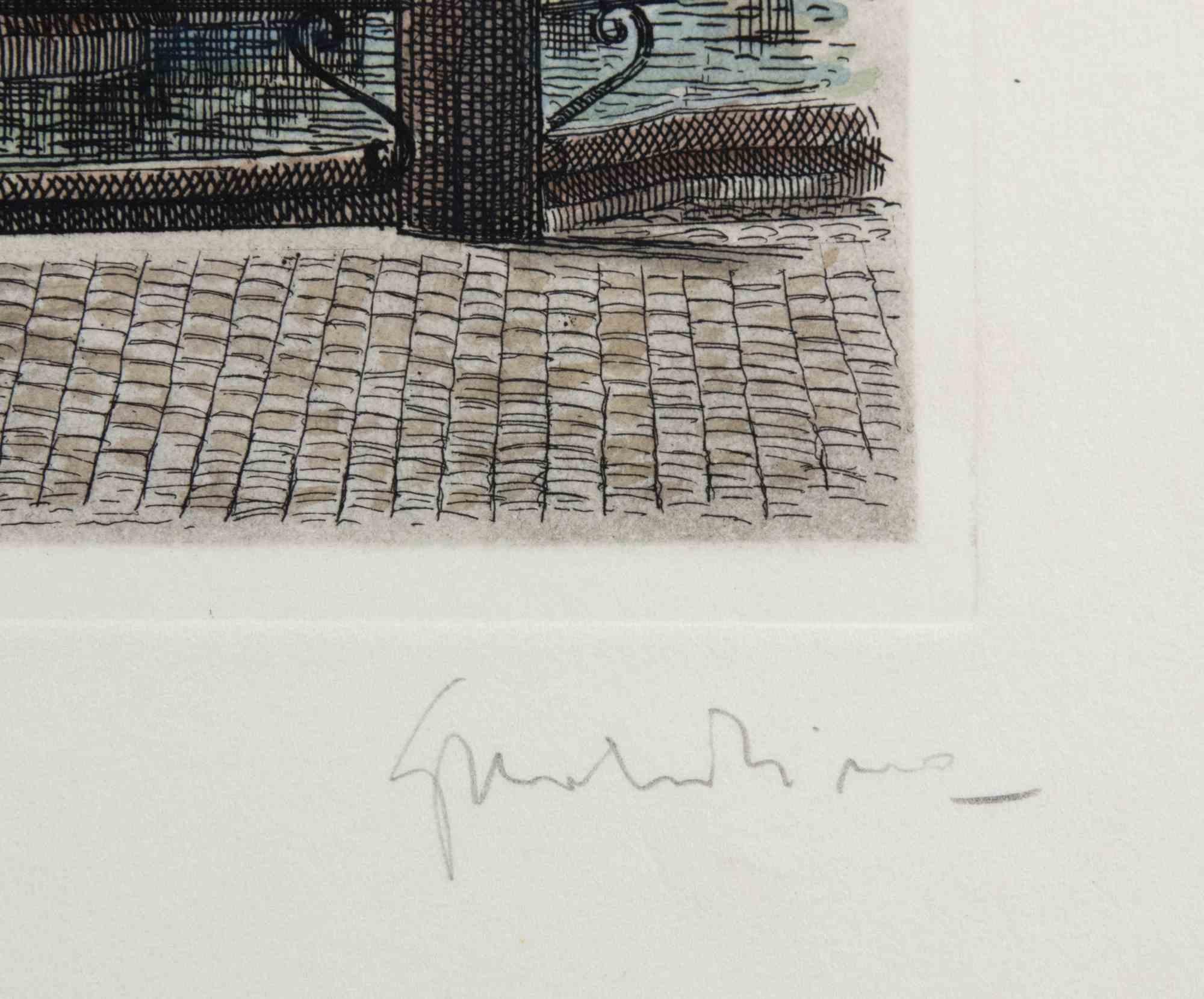 Vista de la Plaza Navona  -  Grabado de Giuseppe Malandrino - Años 1970 en venta 1