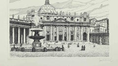 Vue de la place Saint-Pierre - Gravure de Giuseppe Malandrino - Années 1970