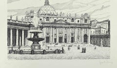Vista de la Plaza de San Pedro - Grabado de Giuseppe Malandrino - Años 70