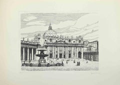Vue de la place Saint-Pierre - Gravure de Giuseppe Malandrino - Années 1970