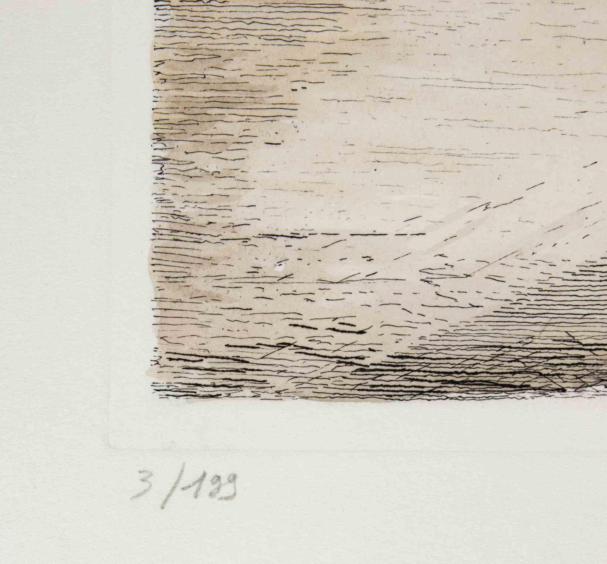 View of Trinità dé Monti -  Etching by Giuseppe Malandrino - 1970s For Sale 1