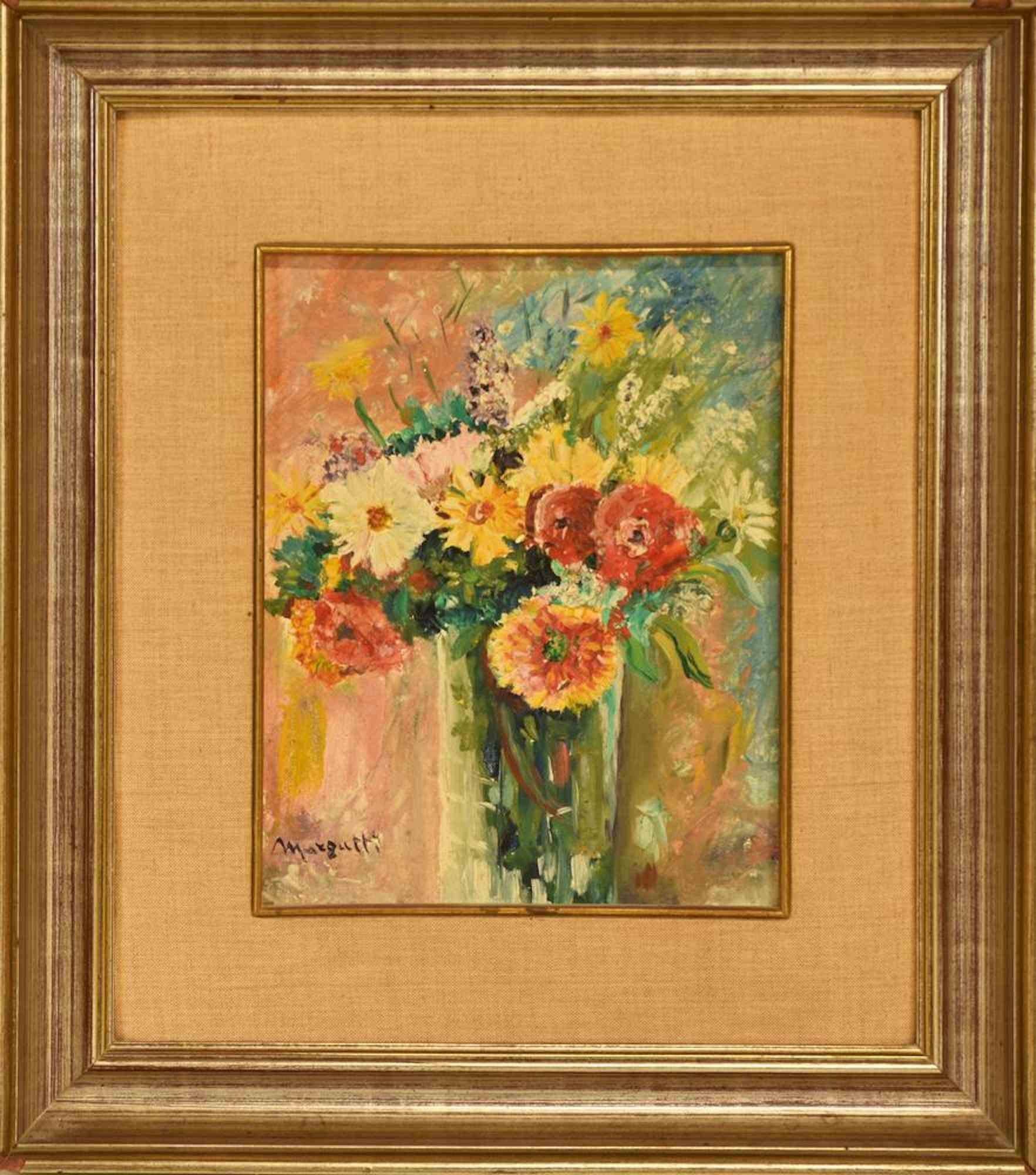 Flowerpot is anartwork realized by  Giuseppe Margutti in the mid-20th Century. 

Oil on canvas cardboard, cm 24,5x20

Sign at the bottom to the left. Framed.

Good conditions! 

 

Giuseppe Margutti was born in Palermo in 1925. The son of a